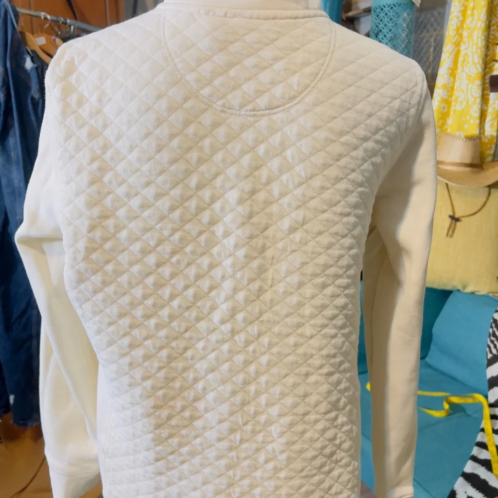 L.L. Bean Off-White Quilted QUARTER Zip Pullover - Picture 5 of 7